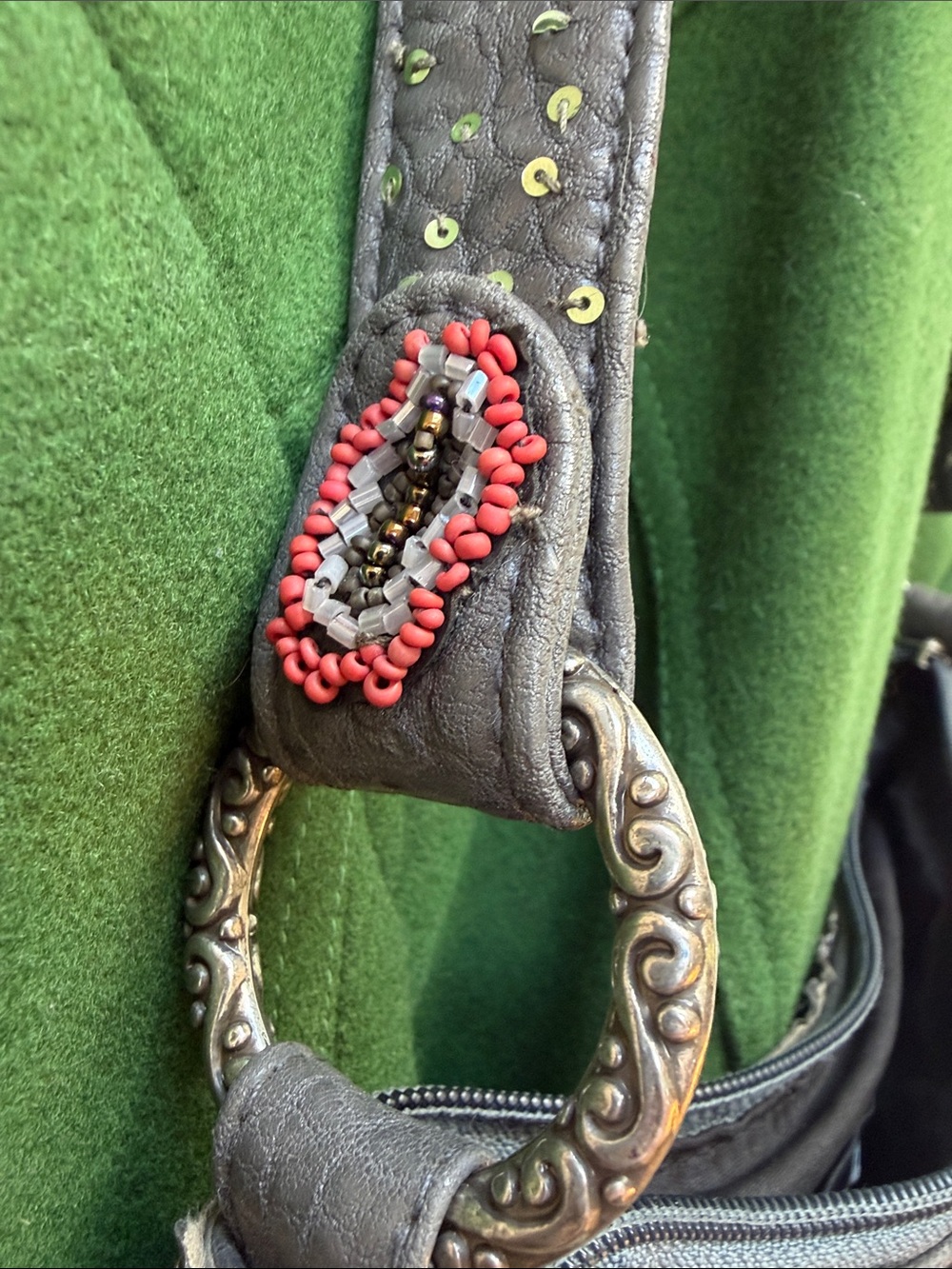Mary Frances Gray Multicolor Beaded Floral Appliqué Shoulder Bag - Picture 8 of 16